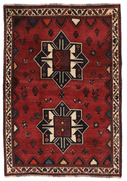 Alfombra Oriental Shiraz 112X163 Negro/Rojo Oscuro (Lana, Persia/Irán