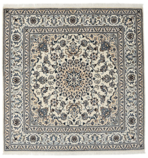 絨毯 ペルシャ ナイン 198X200 正方形 ダークグレー/茶色 (ウール, ペルシャ/イラン)