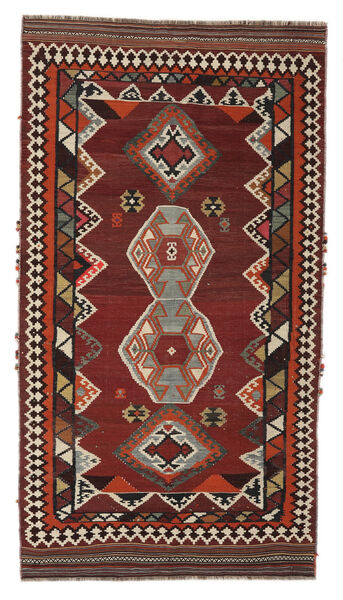 146X269 Kelim Vintage Teppich Orientalischer Schwarz/Dunkelrot (Wolle, Persien/Iran) Carpetvista