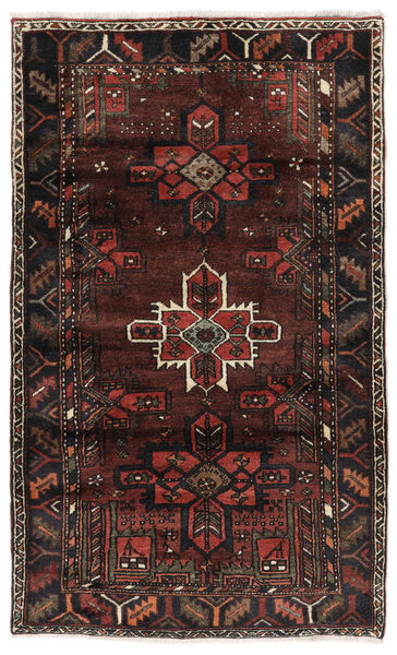 Hamadan Teppe 112X188 Svart/Mørk Rød Ull, Persia/Iran Carpetvista