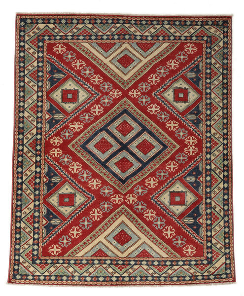 Kazak Fine Teppich 160X198 Dunkelrot/Schwarz Wolle, Afghanistan Carpetvista