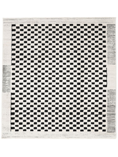  240X240 Checkered Large Gambit Rug - Cream White/Black