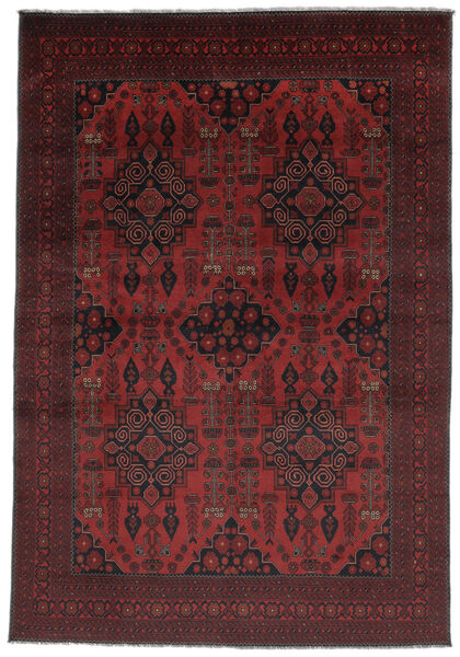 202X294 絨毯 オリエンタル アフガン Khal Mohammadi ブラック/ダークレッド (ウール, アフガニスタン) Carpetvista