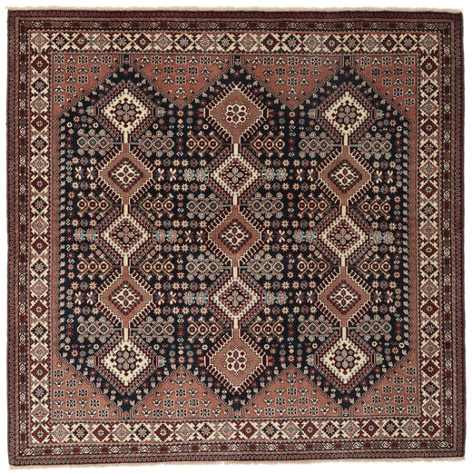 絨毯 オリエンタル ヤラメー 206X209 正方形 ブラック/茶色 (ウール, ペルシャ/イラン)