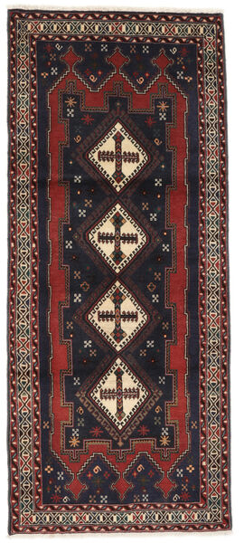 91X219 Tapete Afshar/Sirjan Oriental Passadeira Preto/Vermelho Escuro (Lã, Pérsia/Irão) Carpetvista