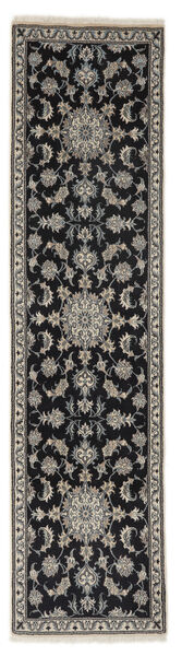  Orientalischer Nain Teppich 76X306 Läufer Schwarz/Braun Wolle, Persien/Iran Carpetvista