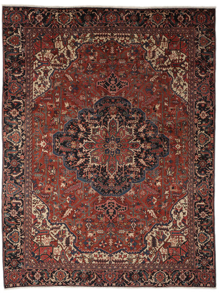 284X373 Heriz Teppich Orientalischer Schwarz/Dunkelrot Großer (Wolle, Persien/Iran) Carpetvista