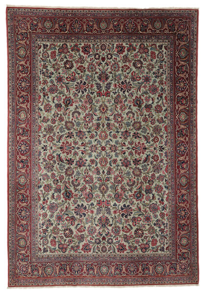 Tappeto Antichi Keshan Ca. 1900 210X310 Rosso Scuro/Nero (Lana, Persia/Iran)