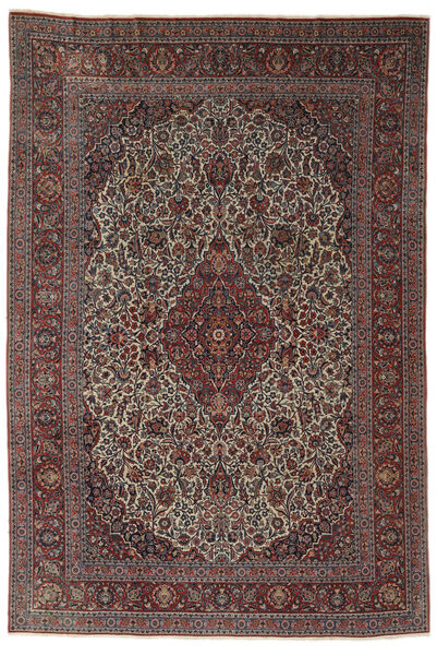 Tapete Antigo Kashan Ca. 1900 217X320 Preto/Vermelho Escuro (Lã, Pérsia/Irão)
