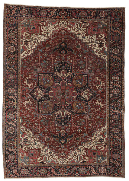  Perzisch Antiek Heriz Ca. 1920 Vloerkleed 257X357 Zwart/Bruin