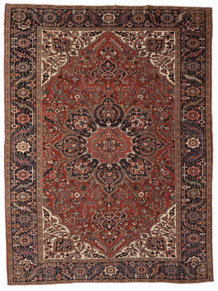 Koberec Perský Antický Heriz Ca. 1920 215X360 Černá/Tmavě Červená (Vlna, Persie/Írán)