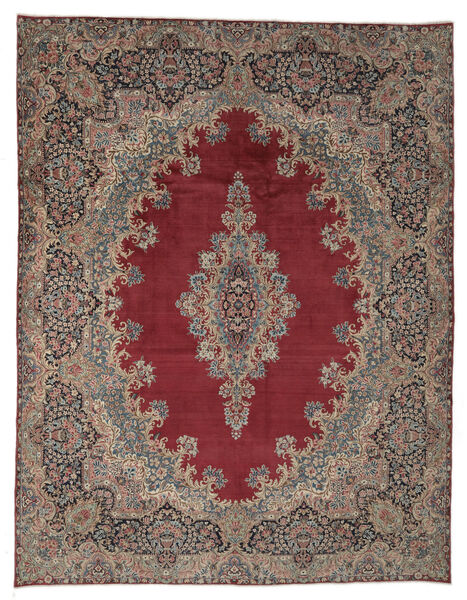 300X385 Tapete Oriental Antigo Kerman Ca. 1920 Castanho/Vermelho Escuro Grande (Lã, Pérsia/Irão)