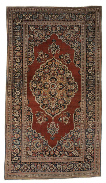 220X397 Tapete Antigo Tabriz Haj Jalili Ca. 1900 Oriental Preto/Castanho (Lã, Pérsia/Irão)