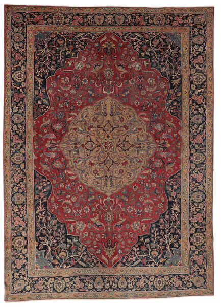 Kerman Lavar Ca.1900 Teppich 310X405 Schwarz/Braun Großer Wolle, Persien/Iran