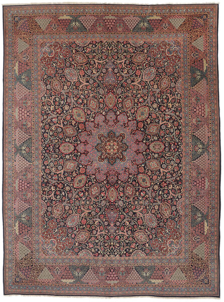Tapete Oriental Antigo Kashan Debir Ca.1900 321X422 Castanho/Vermelho Escuro Grande (Lã, Pérsia/Irão)