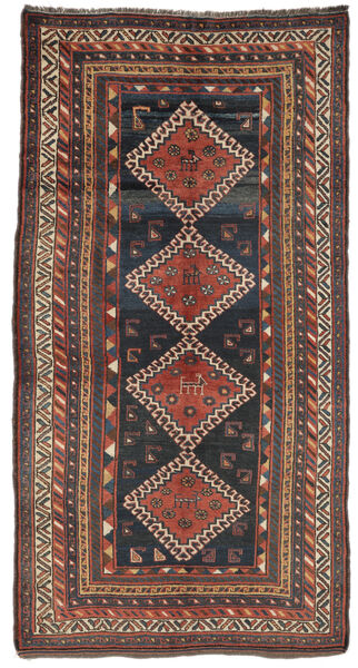 126X236 Tappeto Orientale Antichi Ghashghai Ca. 1920 Nero/Rosso Scuro (Lana, Persia/Iran)