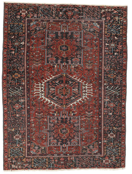 145X182 Dywan Antyk Heriz Ca. 1930 Orientalny Czarny/Ciemnoczerwony (Wełna, Persja/Iran)