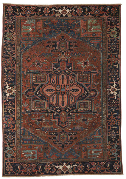 232X331 絨毯 アンティーク ヘリーズ Ca. 1920 オリエンタル ブラック/茶色 (ウール, ペルシャ/イラン)