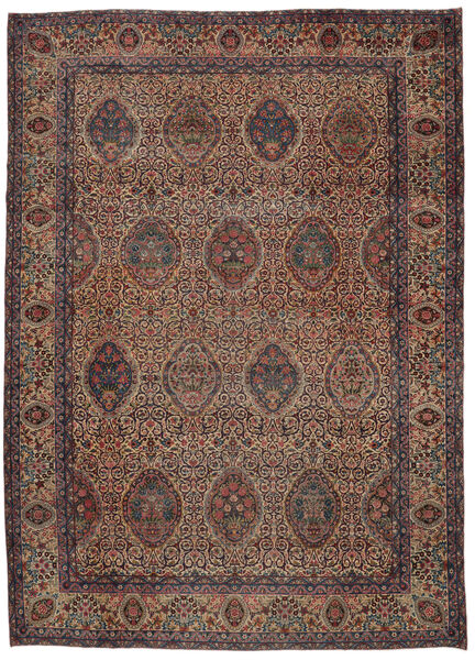  Oosters Antiek Kerman Ca. 1900 Vloerkleed 335X463 Zwart/Bruin Groot Wol, Perzië/Iran