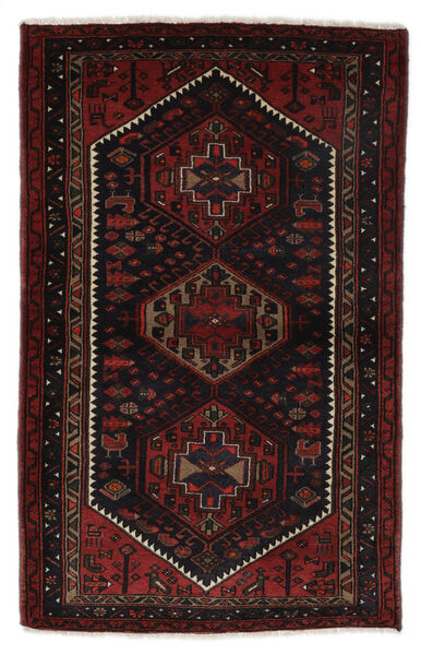 Dywan Orientalny Hamadan 105X168 Czarny/Ciemnoczerwony (Wełna, Persja/Iran)