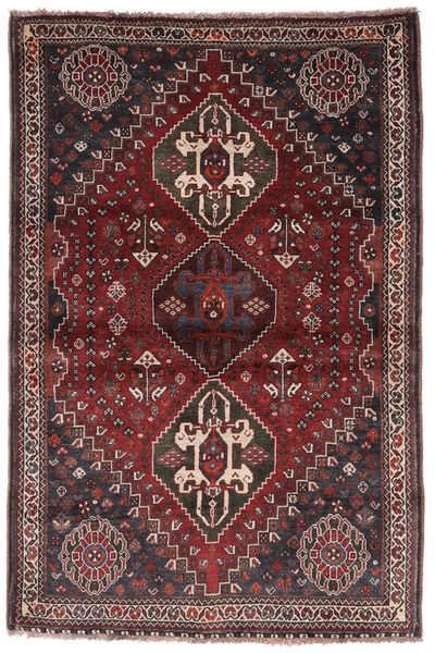 114X170 Tapete Shiraz Oriental Preto/Vermelho Escuro (Lã, Pérsia/Irão) Carpetvista