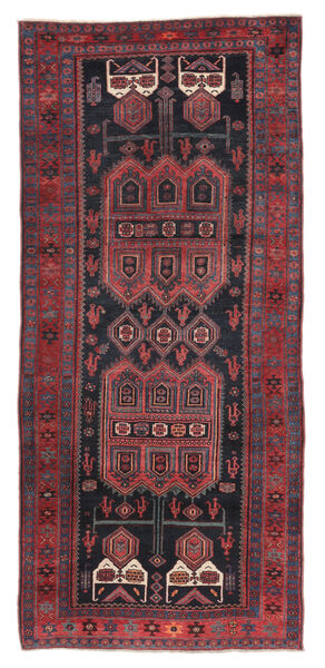 Tapete Persa Kurdi 132X300 Passadeira Preto/Vermelho Escuro (Lã, Pérsia/Irão)