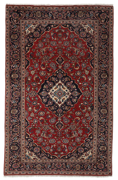 188X294 Keshan Tæppe Orientalsk Sort/Mørkerød (Uld, Persien/Iran) Carpetvista
