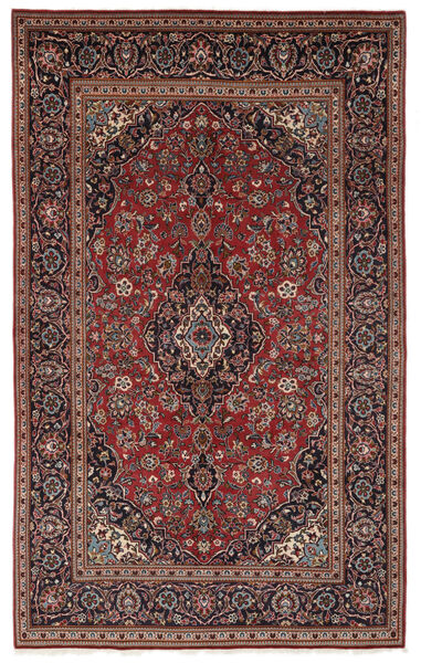 Tapete Oriental Kashan 196X314 Preto/Vermelho Escuro (Lã, Pérsia/Irão)
