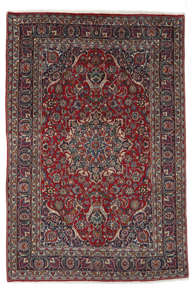 192X289 Χαλι Mashad Ανατολής Μαύρα/Σκούρο Κόκκινο (Μαλλί, Περσικά/Ιρανικά) Carpetvista
