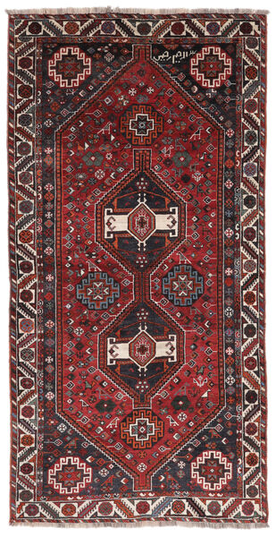 127X274 Alfombra Oriental Shiraz De Pasillo Negro/Rojo Oscuro (Lana, Persia/Irán) Carpetvista
