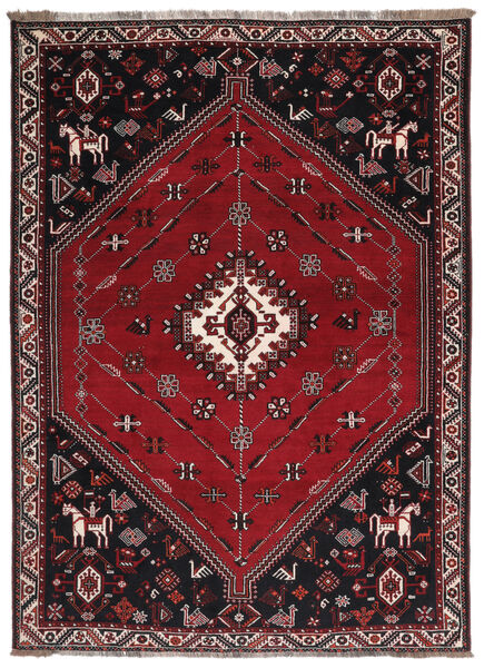 Χαλι Shiraz 213X293 Μαύρα/Σκούρο Κόκκινο (Μαλλί, Περσικά/Ιρανικά)