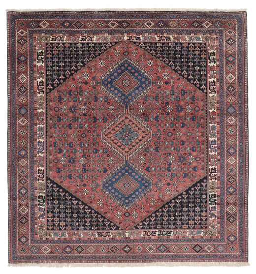 204X215 Tapete Yalameh Oriental Quadrado Vermelho Escuro/Preto (Lã, Pérsia/Irão) Carpetvista