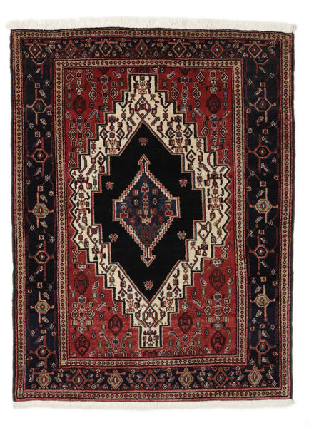  Orientalischer Senneh Teppich 118X157 Schwarz/Dunkelrot Wolle, Persien/Iran Carpetvista
