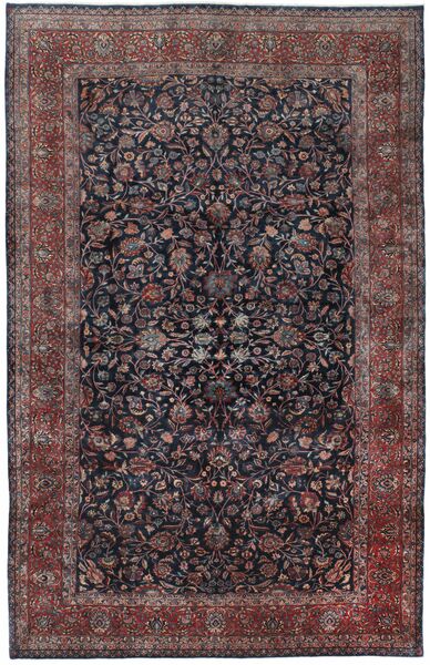  Persischer Antik Manchester Keshan Teppich 293X460 Schwarz/Dunkelrot Großer (Wolle, Persien/Iran)