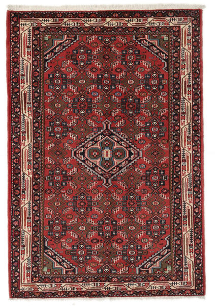 Asadabad Teppich 103X150 Schwarz/Dunkelrot Wolle, Persien/Iran Carpetvista