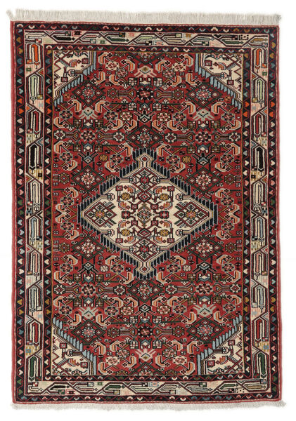 絨毯 オリエンタル アサダバード 102X145 ブラック/ダークレッド (ウール, ペルシャ/イラン)