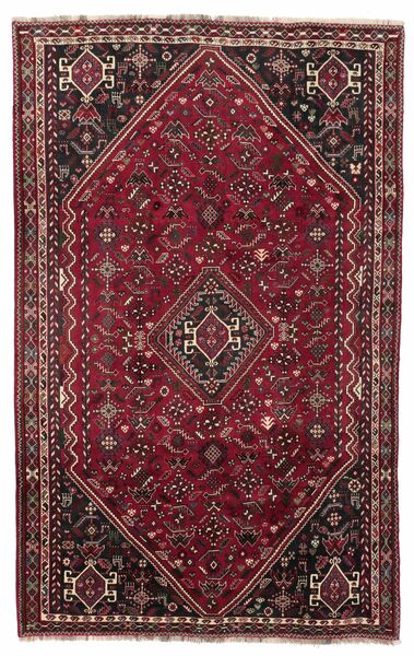 185X295 Shiraz Teppich Orientalischer Schwarz/Dunkelrot (Wolle, Persien/Iran)
