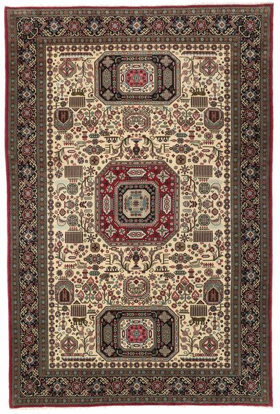 195X295 絨毯 オリエンタル クム Kork/シルク 茶色/ブラック ( ペルシャ/イラン)