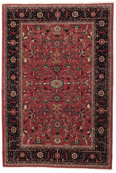  Persischer Heriz Teppich 212X315 Schwarz/Dunkelrot (Wolle, Persien/Iran)