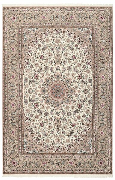  Persischer Isfahan Seidenkette Teppich 210X314 Braun/Beige ( Persien/Iran)