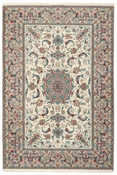  202X296 Blumen Isfahan Seidenkette Teppich Wolle