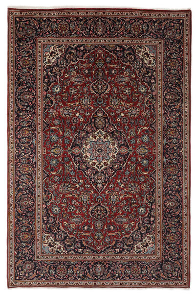 192X294 Dywan Orientalny Keszan Czarny/Ciemnoczerwony (Wełna, Persja/Iran) Carpetvista
