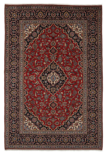 絨毯 オリエンタル カシャン 201X301 ブラック/ダークレッド (ウール, ペルシャ/イラン)