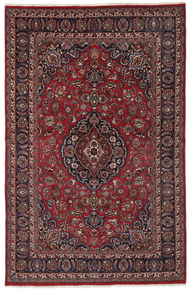 Koberec Perský Mašhad 193X298 Černá/Tmavě Červená (Vlna, Persie/Írán)