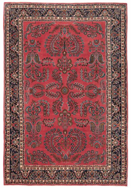 Tapete Persa Sarough Fine 212X303 Vermelho Escuro/Preto (Lã, Pérsia/Irão)