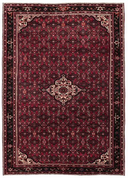 Tapete Hosseinabad 217X305 Preto/Vermelho Escuro (Lã, Pérsia/Irão)