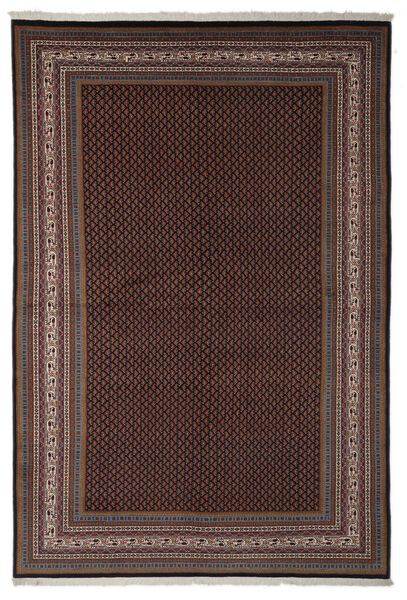 Sarough Mir Teppich 216X318 Schwarz/Dunkelrot Wolle, Persien/Iran Carpetvista
