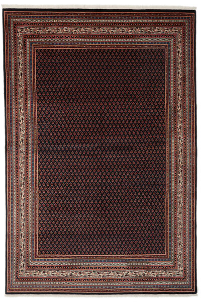  Orientalsk Sarough Mir Tæppe 203X302 Sort/Mørkerød Uld, Persien/Iran Carpetvista