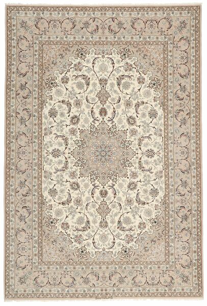 絨毯 イスファハン 絹の縦糸 205X305 ベージュ/オレンジ ( ペルシャ/イラン)
