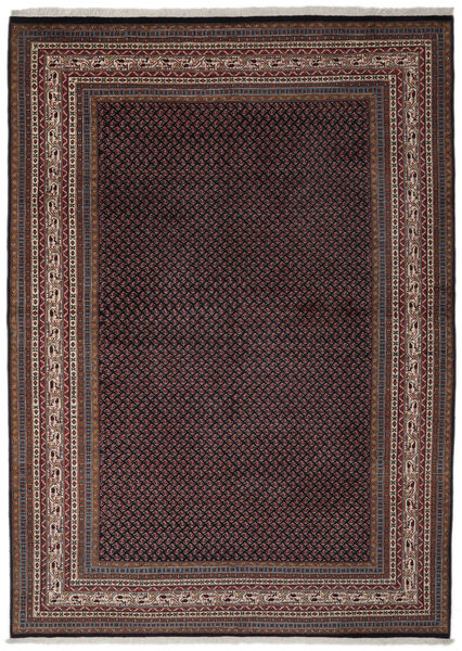Sarough Mir Teppich 217X315 Schwarz/Dunkelrot Wolle, Persien/Iran Carpetvista